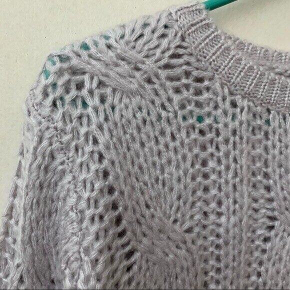 NWT Lumiere Cable Knit Open Knit Sweater Purple/Gray Womens Size Small - Picture 2 of 6